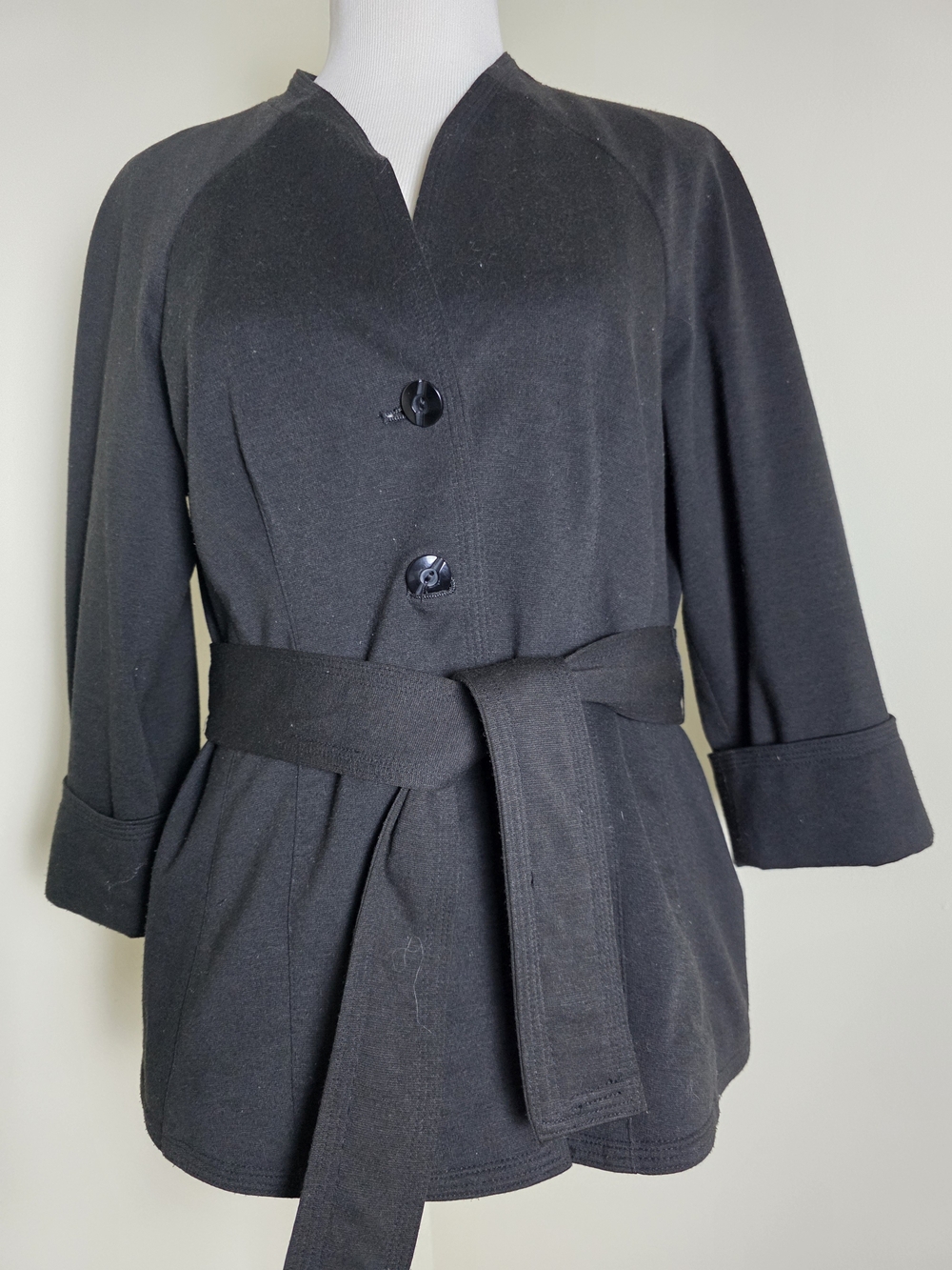 Larry Levine Black Belted Trench Jacket
